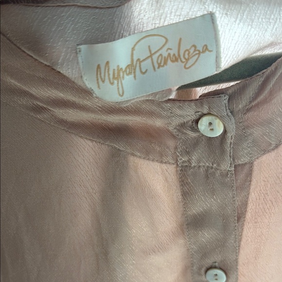 Pink Silk Button-Up butterfly shirt dress - Picture 2 of 4